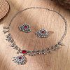 Flower Alloy Rhinestone Pendant Necklace & Stud Earring FS-WG1C18E-04-1