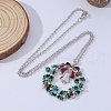 Christmas Wreath & Bell Alloy Rhinestone Pendant Necklaces & Dangle Earrings & Charm Bracelets & Brooch Sets WG06691-10-3