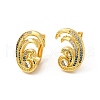 Rack Plating Brass Micro Pave Cubic Zirconia Stud Earrings EJEW-P221-50G-1