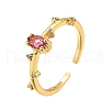 Brass Micro Pave Cubic Zirconia Cuff Rings for Women RJEW-H247-24G-4