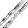 Non-Tarnish 201 Stainless Steel Cuban Link Chain Necklace with 304 Stainless Steel Clasps for Men Women NJEW-M194-01E-P-3