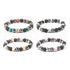 Gemstone & Lava Rock & Synthetic Hematite Round Beaded Stretch Bracelet BJEW-JB07972-1