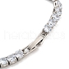 Brass Pave Clear Cubic Zirconia Flat Round Link Bracelets BJEW-B094-04P-3