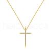 Religion Cross 925 Sterling Silver Pave Cubic Zirconia Pendant Necklaces for Women NJEW-F338-03G-2