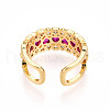 Brass Micro Pave Cubic Zirconia Cuff Rings for Women KK-T074-24G-3