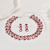 Alloy Rhinestone Link Chain Necklace & Stud Dangle Earrings Sets FS-WG454B6-05-1