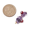 5Pcs 5 Styles Natural Red Aventurine & Natural Green Aventurine & Natural Red Jasper & Natural Amethyst & Glass Chip Copper Wire Wrapped Handmade Lampwork Red Evil Eye Connector Charms PALLOY-JF02977-01-2
