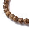 4Pcs Wood Round Bead Charm Bracelets for Women BJEW-JB11646-5