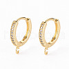 Brass Micro Pave Clear Cubic Zirconia Hoop Earring Findings ZIRC-S068-009A-NF-1