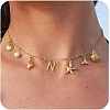 Summer Brass Initial Letter Starfish Shell Shaped Pendant Bib Necklaces for Women FS-WGBCAD2-24-1