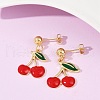 Brass Enamel Stud Earrings EJEW-Q045-05G-5