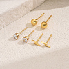 Elegant 3 Pairs Lightning Bolt & Round Stainless Steel Stud Earrings WH4454-5