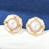 Flower Brass Clear Cubic Zirconia Stud Earrings KK-D301-11G-5