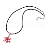 Glass Seed Beads & Polymer Clay & Evil Eye Lampwork Snowflake Pendant Necklaces NJEW-MZ00102-04-4