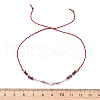 Faceted Round Natural Amethyst & Quartz Crystal Braided Bead Bracelets BJEW-F493-09G-05-5