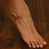 Brass Hollow Flower Tassel Anklets with Toe Chains for Women's Summer Dress OQ1163-1