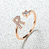 Brass Micro Pave Cubic Zirconia Cuff Rings for Women FS-WGA4C54-18-1