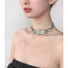 Sun Heat Button Stainless Steel & Acrylic & Plastic Imitation Pearl Choker Necklaces FS-WG98DB1-01-3