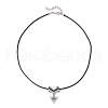 Glass Seed Beaded & Alloy Triangle Evil Eye Pendant Necklaces NJEW-MZ00110-01-4