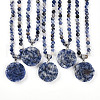 Natural Blue Spot Jasper 4.5mm Round Beaded Flower Pendant Necklaces NJEW-T016-04D-2