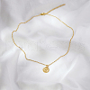 Stainless Steel Flat Round with Heart Pendant Necklaces for Women Casual Daily Jewelry EU8880-2-1