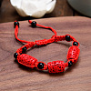 Column Adjustable Cinnabar Braided Bead Bracelets WG3AA70-10-1