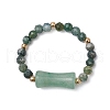 Natural Moss Agate Beaded Rings RJEW-TA00189-2