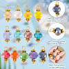 Faceted Glass Faceted Round Charms with Golden Tone Brass Loops PALLOY-HY00009-5