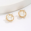Unique Brass Flat Round Stud Earrings VM8318-2