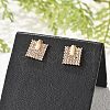 Square Brass Micro Pave Clear Cubic Zirconia Stud Earrings for Women EJEW-G428-12G-02-2