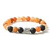 Natural Mixed Stone & Lava Rock & Tibetan Style Buddha Head Beaded Stretch Bracelet for Girl Women BJEW-JB09634-2