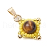 Natural Tiger Eye & Handmade Glass Seed Beaded Star Pendants PALLOY-MZ00494-02-3