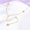 304 Stainless Steel Crystal Rhinestone Heart Lariat Necklaces NJEW-R026-10G-2