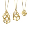 3 Pcs Crystal Stone Cage Pendant Necklaces NJEW-JN04751-02-1