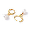 Mother's Day Jewellery Natural Pearl Beads Drop Huggie Hoop Earrings for Women X-EJEW-JE04757-03-4