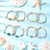 Sea Turtles and Starfish Natural Freshwater Shell Beads Bracelets BJEW-JB11884-1