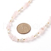 Natural Rose Quartz Chips & Pearl Beaded Necklace NJEW-JN04008-01-6