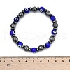 Handmade Evil Eye Lampwork Beads Stretch Bracelets BJEW-JB04461-02-6