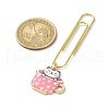 Cup with Cat Alloy Enamel Pendant Bookmarks AJEW-JK00305-3