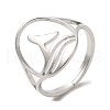 304 Stainless Steel Whale Tail Adjustable Ring for Women RJEW-M149-01P-3