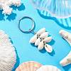 Natural Cowrie Shell Beads with Iron Split Key Rings & Brass Beads Keychain KEYC-JKC01210-1