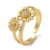 Rack Plating Brass Cubic Zirconia Open Cuff Rings RJEW-K249-01G-1