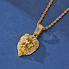 Lion Head Zinc Alloy with Crystal Rhinestone Pendant Necklaces FS-WG67D00-01-1