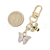 Butterfly Bees Alloy Enamel Pendant Decorations HJEW-JM02688-02-3