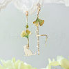 Sweet Style Alloy Rhinestone Leaf Dangle Stud Earrings FS-WGC6399-02-1