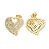Rack Plating Brass Micro Pave Clear Cubic Zirconia Stud Earrings for Women EJEW-C125-06A-G-4