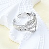 Brass Micro Pave Clear Cubic Zirconia Cuff Rings for Women RJEW-G347-08P-1