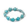 Dyed Synthetic Turquoise Tortoise Beaded Stretch Bracelet for Women BJEW-JB09310-01-1