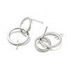 Rhodium Plated Double Rings 925 Sterling Silver Dangle Stud Earring Findings STER-Q192-27P-1-2