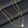 Bohemian 304 Stainless Steel & Colorul Beads Double Layered Pendant Necklaces for Women WG8806E-06-1